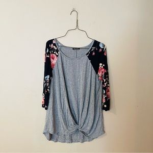 Pink Clover Floral Sleeve Knit Top